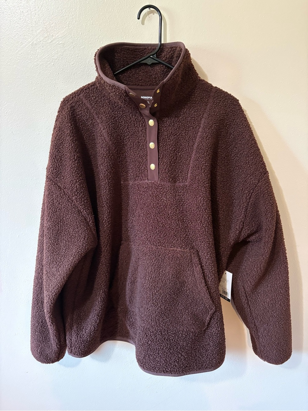 Sonoma Faux Shearling Brown Pullover Womens size XXL NWT!!!